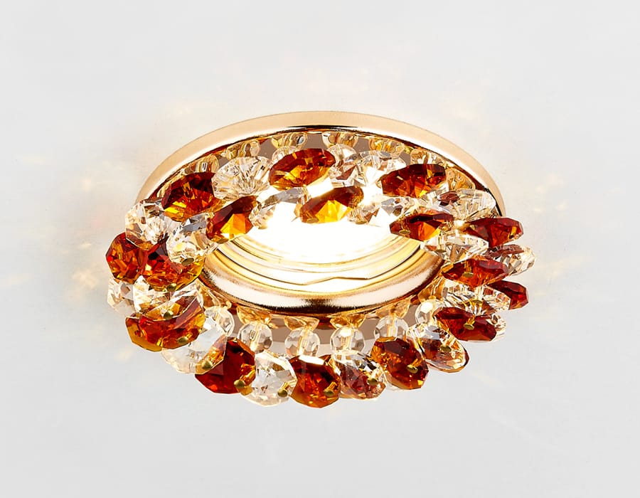 Светильник точечный Ambrella K206 TI/G золото/янтарный хрусталь MR16, артикул 17051