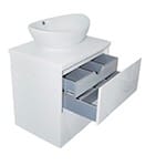 Тумба для ванной "Аврора 70" подвесная белая со столешницей и умывальником Гамма-56 Овал, артикул УТ000059388