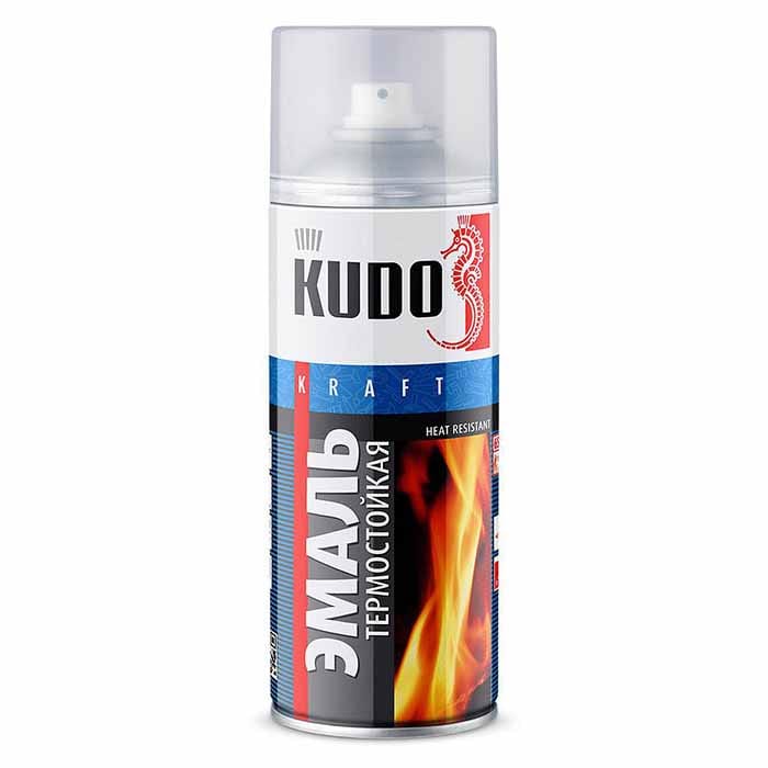 Краска аэрозольная KUDO Черная термост.650 градусов 520 мл, артикул 1036