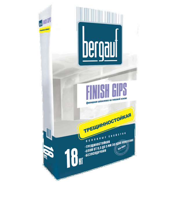 Шпаклевка BERGAUF Finish Gips финишная гипсовая безусадочная 18кг (56), артикул 00939