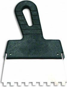 Шпатель зубчатый 150 мм из нержавеющей стали с пластиковой ручкой, зуб. 8мм inWork, артикул 06618-1*