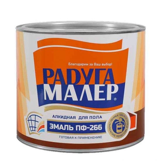 Эмаль для пола ПФ-266 красно-коричневая РАДУГА г.Ростов 1,9 кг, артикул УТ000082342