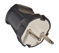 Вилка без заземления черная 6А 250В, артикул 100851