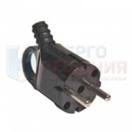 Вилка с заземлением угловая с ушком черная 16А 250В, артикул 19100