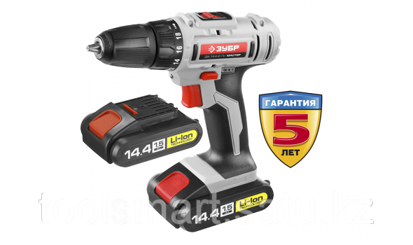 Дрель аккум. Шуруповерт ЗУБР "МАСТЕР", Литий-ион, 14.4 В,  2 АКБ, артикул УТ000069311