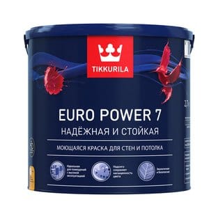 Краска ВД ТИККУРИЛА EURO POWER-7 моющаяся для стен и потолков 9л БАЗА С, артикул УТ000092822