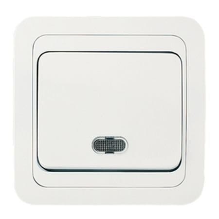 Выключатель 1кл с подсветкой белый/белый Мимоза, артикул УТ000076678