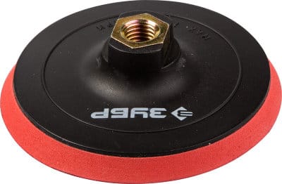 Тарелка опорная ЗУБР "МАСТЕР" пластик. для УШМ под круг на липучке, полиуретановая прокладка 125мм, артикул УТ000069536