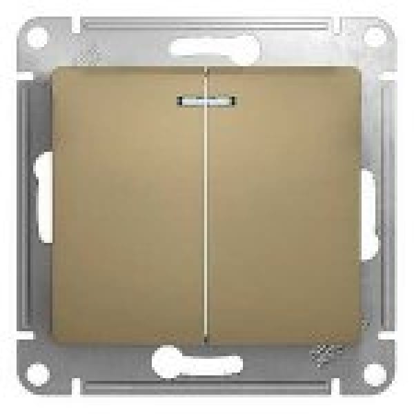 Выключатель GLOSSA  2кл.с подсвет.в рамку титан, артикул 000453