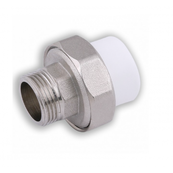 Муфта PPR комб. разъемная наруж 20 х 1/2" белый, артикул УТ000057856