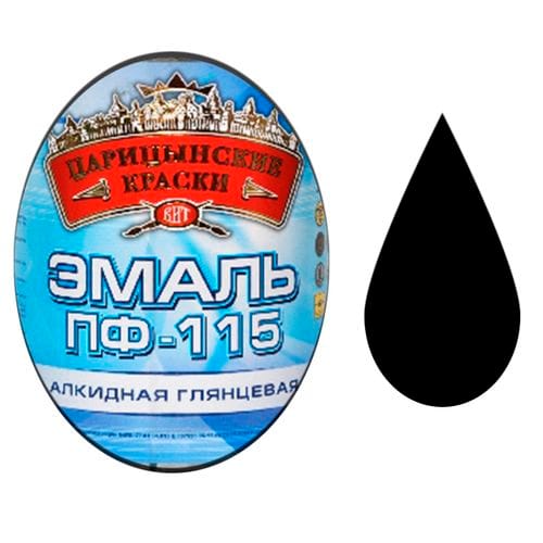 Эмаль ПФ-115 универсальная черная "Царицынские краски" 1,9 кг, артикул 19428