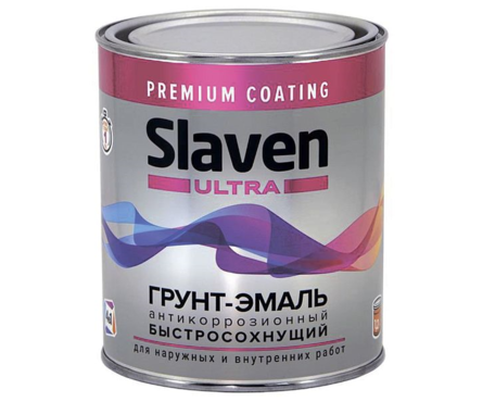 Грунт- эмаль  по ржавчине быстросохнущий черный RAL 9005 "Slaven" ULTRA 1.2кг, артикул УТ000082284