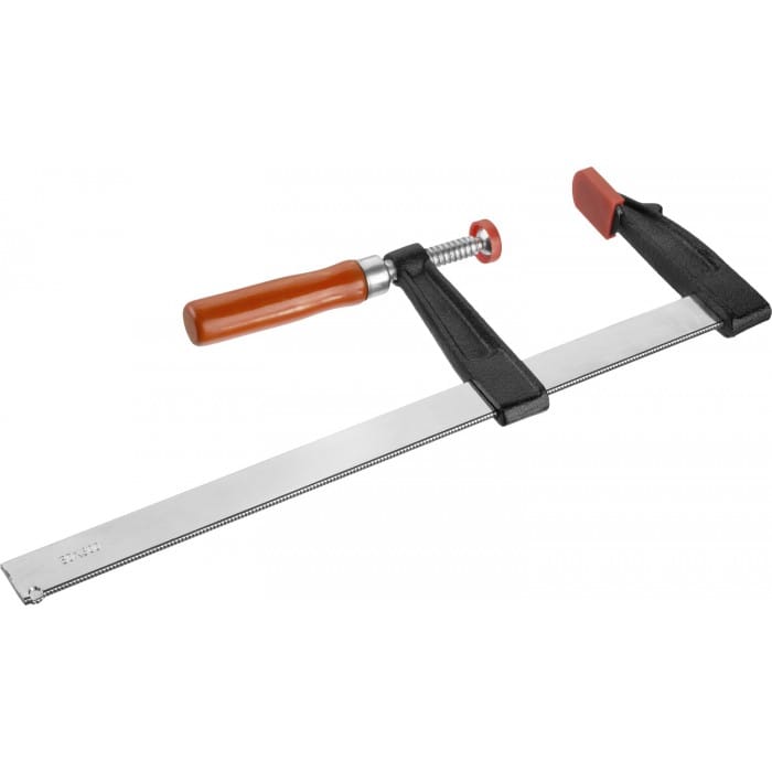 Струбцина F-образная, 50х200мм, деревянная ручка, стальная закаленная рейка ЗУБР "СТАНДАРТ", артикул 32152-50-200