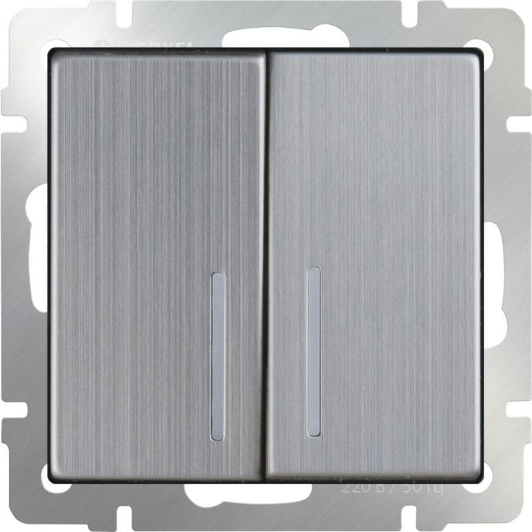 ГЛЯНЦ.НИКЕЛЬ Выключатель в рамку 2кл с подсветкой  IP20 10А 250В Универс Werkel, артикул УТ000047522