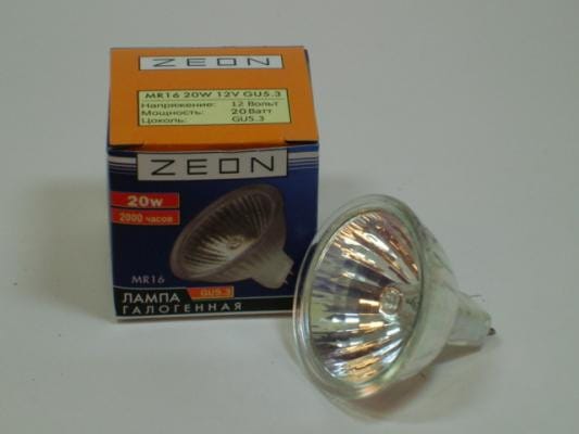 Лампа галогенная ZEON MR16, 12V, 20W, GU5.3, артикул УТ000062308