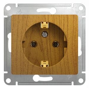 Розетка GLOSSA с/з со шторками в рамку бежевая, артикул GSL000245