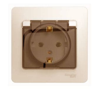 Розетка GLOSSA*1 c/з со шторками с крышкой в сборе беж., артикул 248