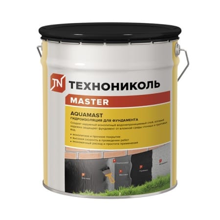 Мастика битумная ТЕХНОНИКОЛЬ AquaMast для фундамента (18кг), артикул 352613