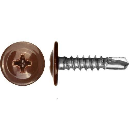 Саморез 4,2х25 (RAL8017) коричневый шоколад с пресс-шайбой, сверло (200ф), артикул 17350