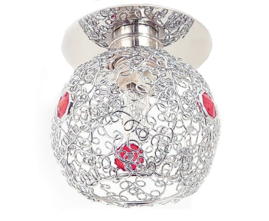 Светильник АКЦЕНТ Crystal 510 серебро/красный встр.круглый с металлич.плетеньем,JCD G9, артикул УТ000062920
