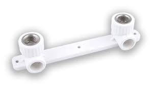 Водорозетка PPR 20х1/2' двойная на планке белый, артикул УТ000063523