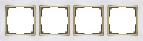 Рамка  4 Поста Универсальная Белый-Золото    Snabb Werkel, артикул УТ000047879