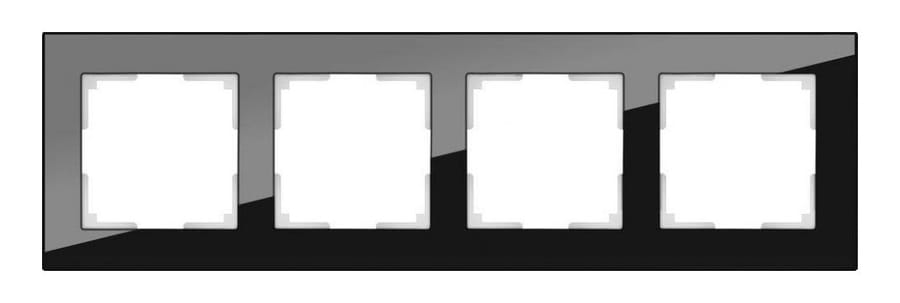 Рамка  4 Поста Универсальная Черный Стекло   Favorit Werkel, артикул УТ000047901