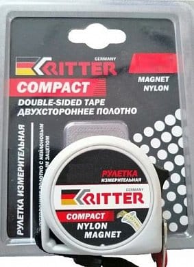 Рулетка Ritter Compact измерительная  5м х 25мм, магнит, двусторонняя, нейлон, артикул HT503525