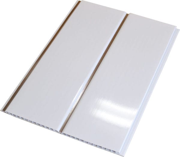 Панель ПВХ Белый Люкс хром/лак 2х секционная  3000x240x8мм (0,72 кв.м 10шт/уп), артикул УТ000094264