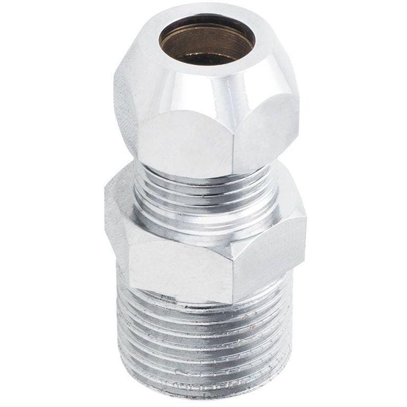 Переходник с цангой 10 мм хром для подкл. жесткой подводки к смесителю 1/2 нар. х 3/8, артикул УТ000054459