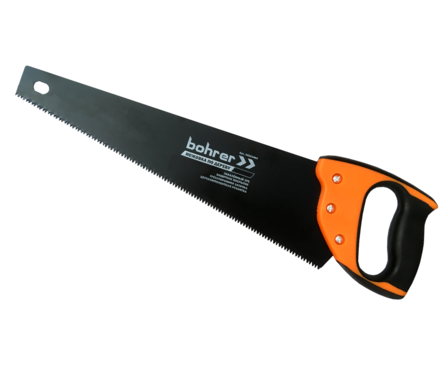 Ножовка по дереву Bohrer 450мм (тефлон покрытие,сталь 65Mn,каленные зубья 3D,шаг 7TPI универсальный, артикул УТ000089083
