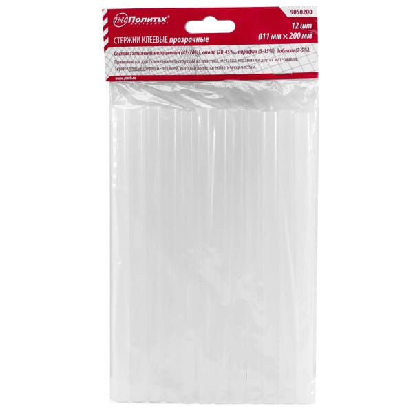 Стержни клеевые прозрачные 11*200мм Политех, артикул 9050200