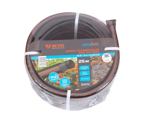 Полив Шланг поливочный резиновый ТЭП Жук Оптима 3/4х25 м трехслойный, артикул 47762