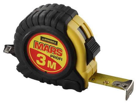 Рулетка  3,0мх16мм STAYER "PROFI" "MARS", обрезиненный корпус, артикул 34131-03