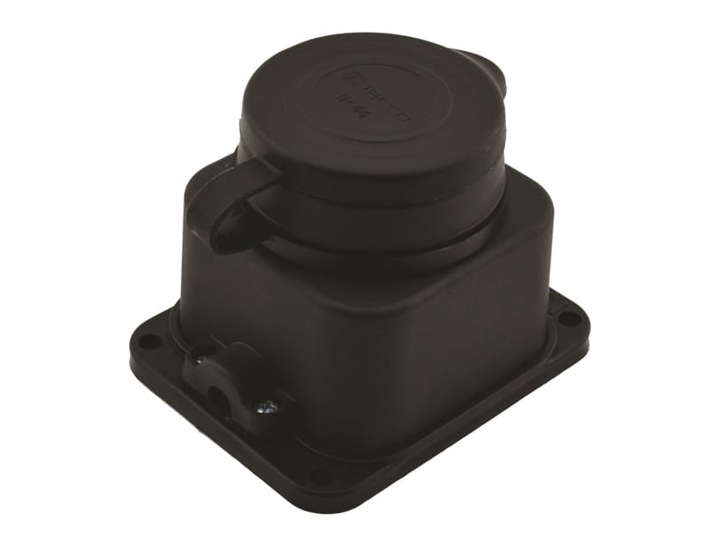 Колодка 1гнездо с крышкой каучук черная с заземлением евро 16A, артикул 20062