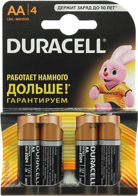Элемент питания DURACELL LR06 АА (1уп/4шт), артикул 116924