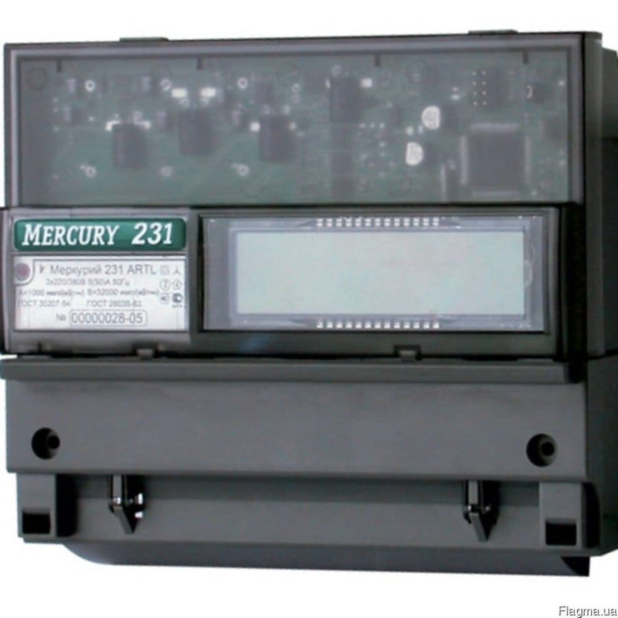 Счетчик Меркурий 231 АМ-01 3ф 5-60А 1кл.точности,1тариф,мех.крепеж, ДИН-рейка, артикул УТ000073963