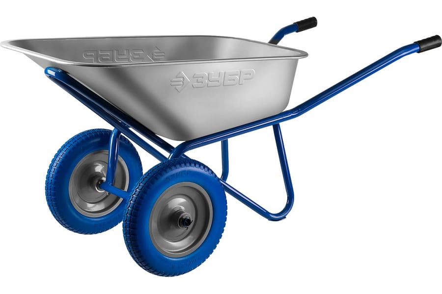 Тачка строительная ЗУБР ПТ-300 двухколесная 110л , 240кг Полиуретановые колеса, артикул 39911