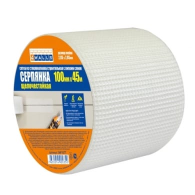 Сетка ст/тк 100мм*45м (Серпянка самоклеющаяся для внутренних работ), артикул 00-00000028