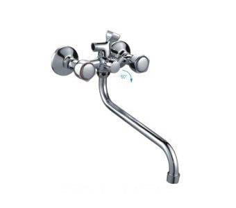 Смеситель для ванны FRAP хром (ручки крест, длинный гусак 32 см евро перекл) F2209-2, артикул УТ000076054