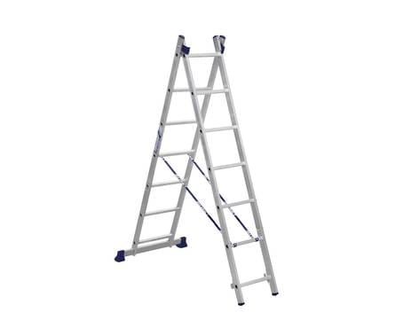Лестница 2-секционная алюминиевая Sarayli 2х14, 3,85/6,82 м высота, 70*20 мм размер профиля, вес 16,, артикул 4214
