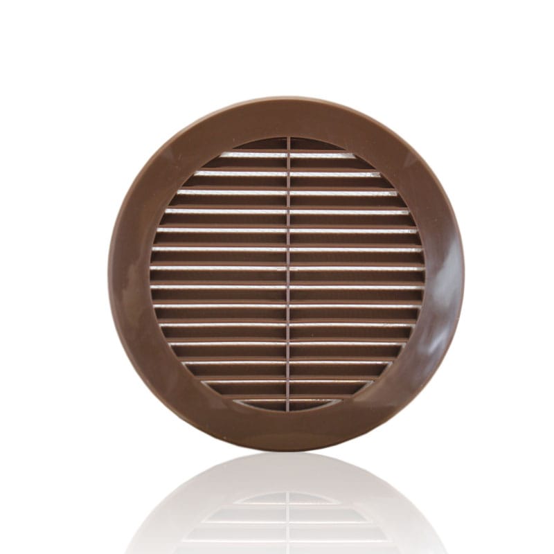 Решетка наружная приточно-вытяжная круглая D150 с фланцем D125 коричневая, артикул 12РКН кор