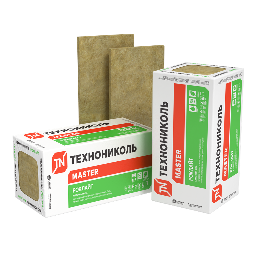 Утеплитель Минвата РОКЛАЙТ 1200х600х50мм (5,76 м2; 0,288 м3) 8 плит, артикул 00-00000297
