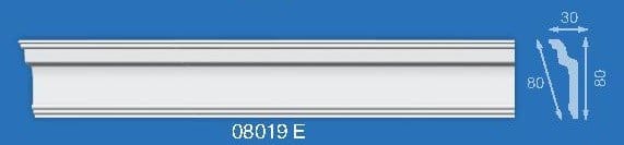 08019Е Плинтус потолочный 2м Экструдированный Лагом для натяжного потолка (в упак. 60 шт), артикул 08019Е