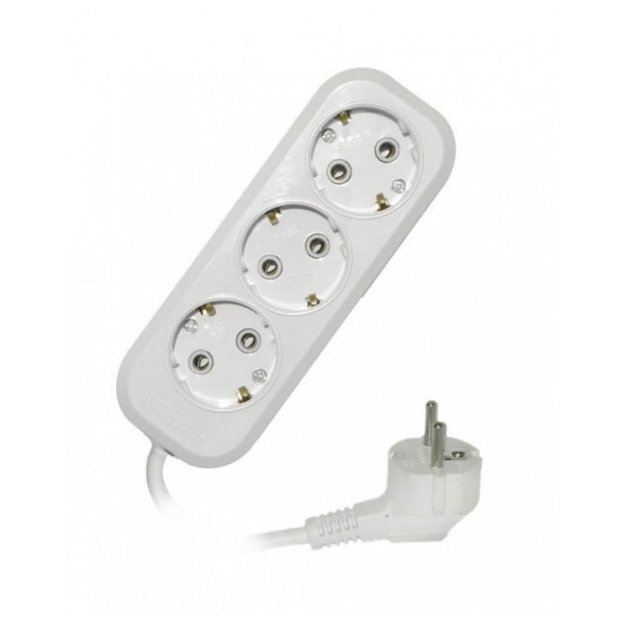 Удлинитель 3 гнезда 5м с заземлением Белая 250В 10А, артикул 7135