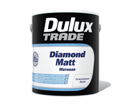 Краска ВД Dulux Diamond Matt  для стен и потолков матовая белая BС 4,5л, артикул УТ000091032