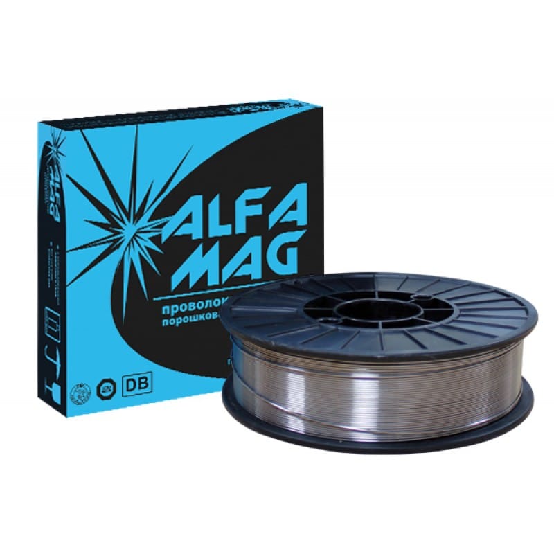 Проволока сварочная порошковая самозащитная AlfaMag E71T-GS ф=0,8 мм (пластик, 1кг) голубой, артикул УТ000090013