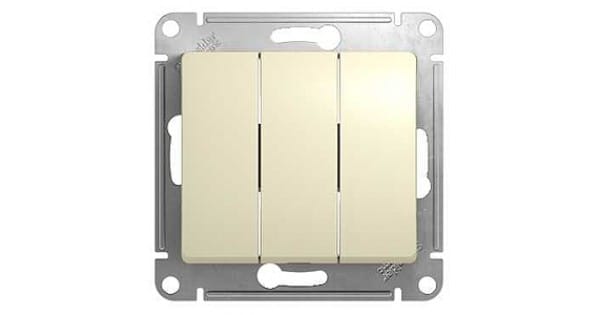 Выключатель GLOSSA бежевый 3-кл 10А\250В (Schneider Electric), артикул GSL000231