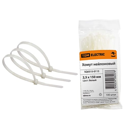 Хомуты белые 4,8х300мм (100шт), артикул УТ000036847