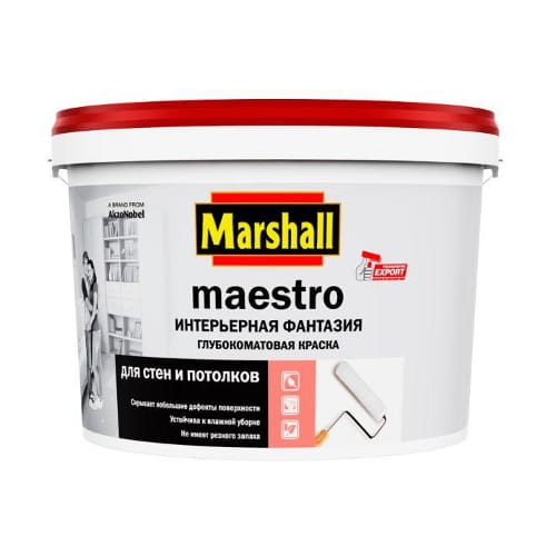 Краска ВД Marshall МАЭСТРО д/интерьера Фантазия bs BW 2,5л., артикул 5183692